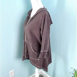 Allen Allen Dusty Pink Shark Bite Hoodie Small Full Zip 3/4 Sleeve NWOT